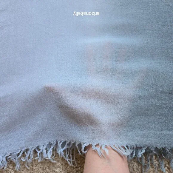 Ombre Cashmere Scarf Blue Gradient Woven - Picture 8 of 8